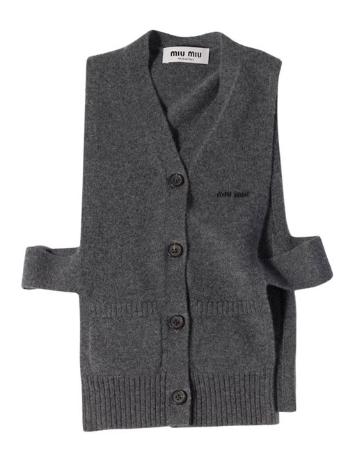 Cardigan vest with logo MIU MIU | MMV38019RLF0480